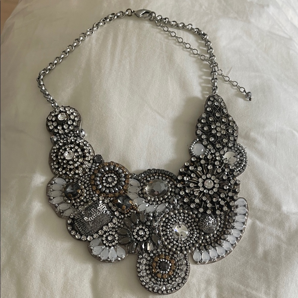 Silver and Black Statement Necklace circa early 2010s.